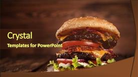  Presentation with hamburger - Presentation design with gourmet burger - delicious hamburger served on wooden background and a tawny brown colored foreground