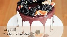  Presentation with cake - PPT theme enhanced with gourmet-cake-drenched-in-chocolate background and a lemonade colored foreground