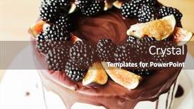  Presentation with chocolate - Amazing slides having gourmet-cake-drenched-in-chocolate backdrop and a tawny brown colored foreground