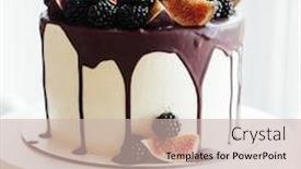  Presentation with sweets - Slides with gourmet-cake-drenched-in-chocolate background and a soft green colored foreground