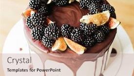  Presentation with chocolate - Cool new PPT theme with gourmet-cake-drenched-in-chocolate backdrop and a coral colored foreground