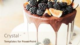  Presentation with sweets - Amazing PPT layouts having gourmet-cake-drenched-in-chocolate backdrop and a cream colored foreground