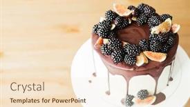  Presentation with cake - Slide deck having gourmet-cake-drenched-in-chocolate background and a lemonade colored foreground