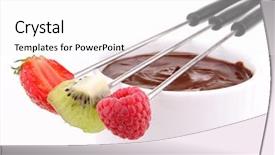  Presentation with white chocolate - Colorful theme enhanced with gourmet chocolate fondue with fruits backdrop and a white colored foreground