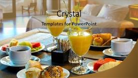  Presentation with coffe - Colorful slides enhanced with gourmet coffe paistry - breakfast at the hotel backdrop and a yellow colored foreground