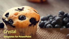  Presentation with pastries - PPT theme featuring gourmet coffe paistry - muffin with blueberries background and a tawny brown colored foreground