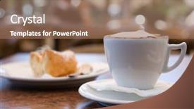  Presentation with cappuccino - Colorful slides enhanced with gourmet coffee - cappuccino and delicious pastry backdrop and a coral colored foreground