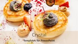  Presentation with sauce - Presentation design featuring gourmet-cottage-cheese-pancakes background and a yellow colored foreground