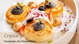  Presentation with sauce - Slide deck consisting of gourmet-cottage-cheese-pancakes background and a yellow colored foreground