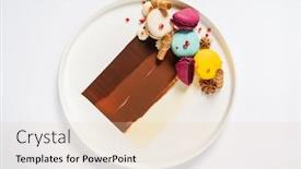  Presentation with chocolate dessert - Audience pleasing slide deck consisting of gourmet-dessert-with-macaroons backdrop and a lemonade colored foreground