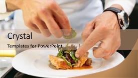  Presentation with chef - Audience pleasing presentation theme consisting of banking hall - glass entrance to new modern backdrop and a gray colored foreground.