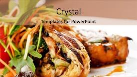  Presentation with steak - Amazing presentation having gourmet dinner - grilled pork steak with vegetable backdrop and a coral colored foreground