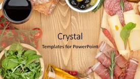  Presentation with red wine cheese - Slide set having gourmet dinner - red wine with cheese olives background and a coral colored foreground