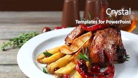  Presentation with jesus lamb - PPT layouts having gourmet dinner - roasted lamb chops background and a tawny brown colored foreground