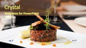  Presentation with caviar - PPT theme having gourmet dinner - salmon tartar with red caviar background and a tawny brown colored foreground