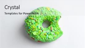  Presentation with white and green - Presentation design consisting of gourmet donuts - delicious green donut on white background and a white colored foreground