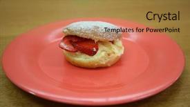  Presentation with pastry cream - Amazing slides having gourmet donuts - donut strawberry and cream pastry backdrop and a gold colored foreground