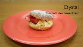  Presentation with pastry cream - Colorful theme enhanced with gourmet donuts - donut strawberry and cream pastry backdrop and a gold colored foreground