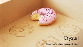  Presentation with box carton - Theme featuring gourmet donuts - donut with bite taken background and a lemonade colored foreground