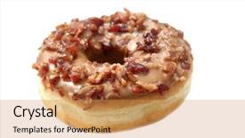  Presentation with bacon - Colorful presentation enhanced with gourmet donuts - maple bacon donut isolated backdrop and a yellow colored foreground