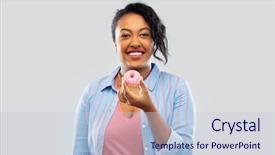  Presentation with fast food - Colorful presentation design enhanced with gourmet donuts - people and fast food concept backdrop and a  colored foreground