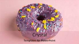  Presentation with color - Cool new PPT theme with gourmet donuts - tasty glazed donut on color backdrop and a coral colored foreground