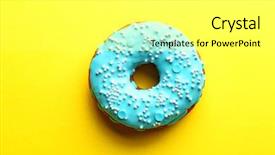  Presentation with donut and coffee - PPT layouts consisting of gourmet donuts - tasty glazed donut on color background and a white colored foreground