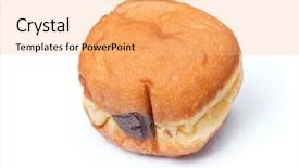  Presentation with white chocolate - Audience pleasing slides consisting of gourmet doughnuts - german doughnut berliner with chocolate backdrop and a yellow colored foreground