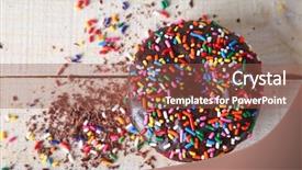  Presentation with sprinkles - PPT theme enhanced with gourmet doughnuts - overhead studio shot background and a violet colored foreground