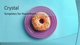  Presentation with treble clef teal color - Cool new PPT layouts with gourmet doughnuts - plate with tasty donut backdrop and a arctic colored foreground