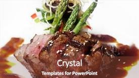  Presentation with five star - Audience pleasing PPT theme consisting of gourmet fillet mignon steak backdrop and a tawny brown colored foreground