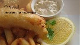  Presentation with lemon - PPT theme consisting of gourmet-fish-and-chips background and a coral colored foreground