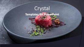  Presentation with fish tuna - Beautiful PPT theme featuring gourmet-fish-tartar-raw backdrop and a gray colored foreground