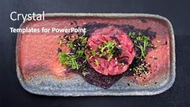  Presentation with fish tuna - Beautiful theme featuring gourmet-fish-tartar-raw backdrop and a tawny brown colored foreground