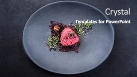  Presentation with fish tuna - Slide deck consisting of gourmet-fish-tartar-raw background and a tawny brown colored foreground