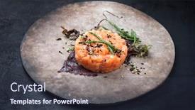  Presentation with salmon fish - Audience pleasing presentation theme consisting of gourmet-fish-tartar-raw backdrop and a tawny brown colored foreground