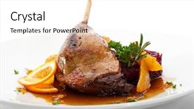  Presentation with cabbage - PPT layouts enhanced with gourmet food background - goose legs with cabbage croquette background and a white colored foreground