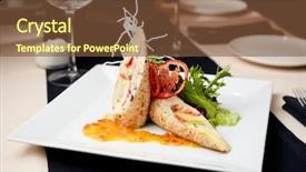  Presentation with chicken little chicks - Cool new presentation theme with stuffed chicken fillet with cheese trio kumquat sauce and nutty rice backdrop and a tawny brown colored foreground