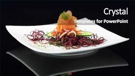  Presentation with salmon dish - Presentation theme consisting of gourmet food dish smoked salmon background and a black colored foreground