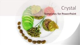  Presentation with meat food - Presentation theme featuring gourmet-food-zucchini-filled background and a sky blue colored foreground