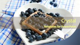  Presentation with blueberry - Slide deck consisting of gourmet fresh blueberry tart on plate close up background and a tawny brown colored foreground