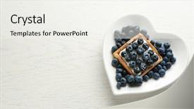 Presentation with blueberry - Amazing slide set having gourmet fresh blueberry tart on plate close up backdrop and a sky blue colored foreground