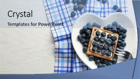  Presentation with blueberry - Colorful slide set enhanced with gourmet fresh blueberry tart on plate close up backdrop and a light blue colored foreground