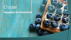  Presentation with blueberry - Amazing slide deck having gourmet fresh blueberry tart on table backdrop and a teal colored foreground