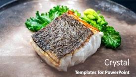  Presentation with design - PPT theme with gourmet-fried-european-skrei-cod background and a gray colored foreground
