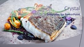 Presentation with algae - PPT theme having gourmet-fried-european-skrei-cod background and a lemonade colored foreground