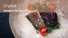  Presentation with venus - Theme with gourmet-fried-european-skrei-cod background and a coral colored foreground