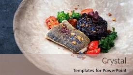  Presentation with venus - Beautiful presentation theme featuring gourmet-fried-european-skrei-cod backdrop and a coral colored foreground