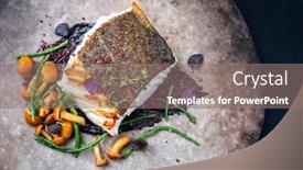  Presentation with fungi - Audience pleasing slide deck consisting of gourmet-fried-european-skrei-cod backdrop and a gray colored foreground