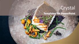 Presentation with algae - PPT theme featuring gourmet-fried-european-skrei-cod background and a gray colored foreground